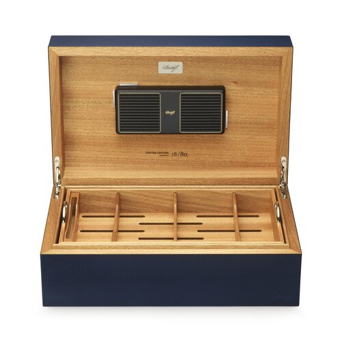 Davidoff Humidor Ambassador Leder blau