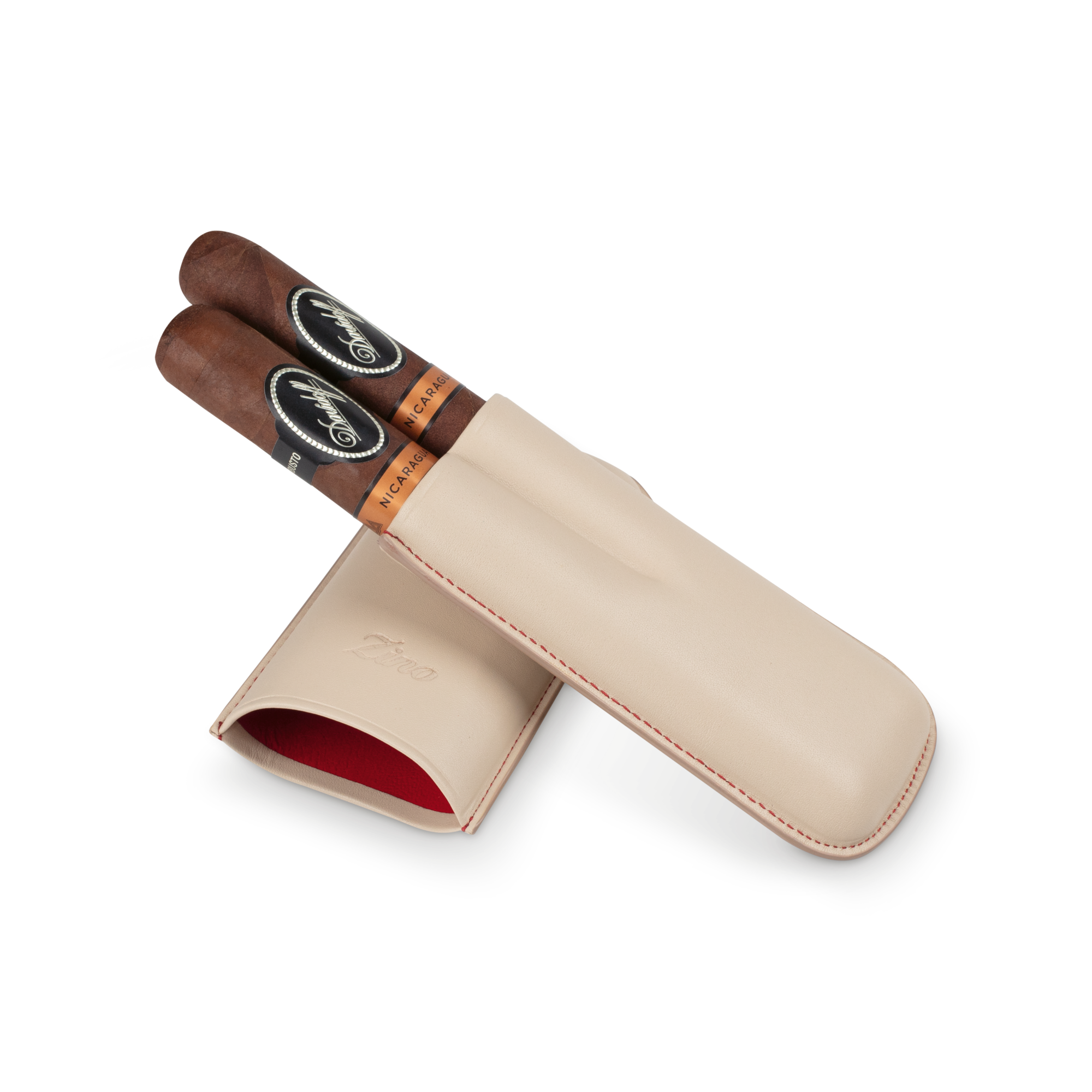 Zino Zigarrenetui R-2 Leder beige rot